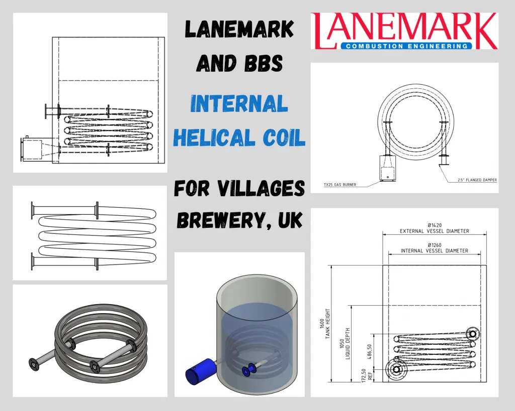 Direct Fire Brewing - Lanemark Design for Internal Helical Coil Collage