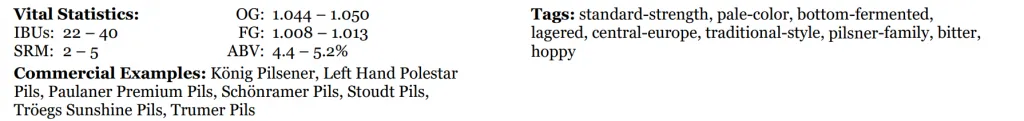 Describe Beer Like A Brewer - Pilsner BJCP Guidelines